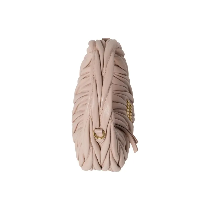 MIU MIU Wander Series Soft Sheep Leather Hobo Bag, Shoulder Bag, Crossbody Handbag Mini Women's Light Pink-3