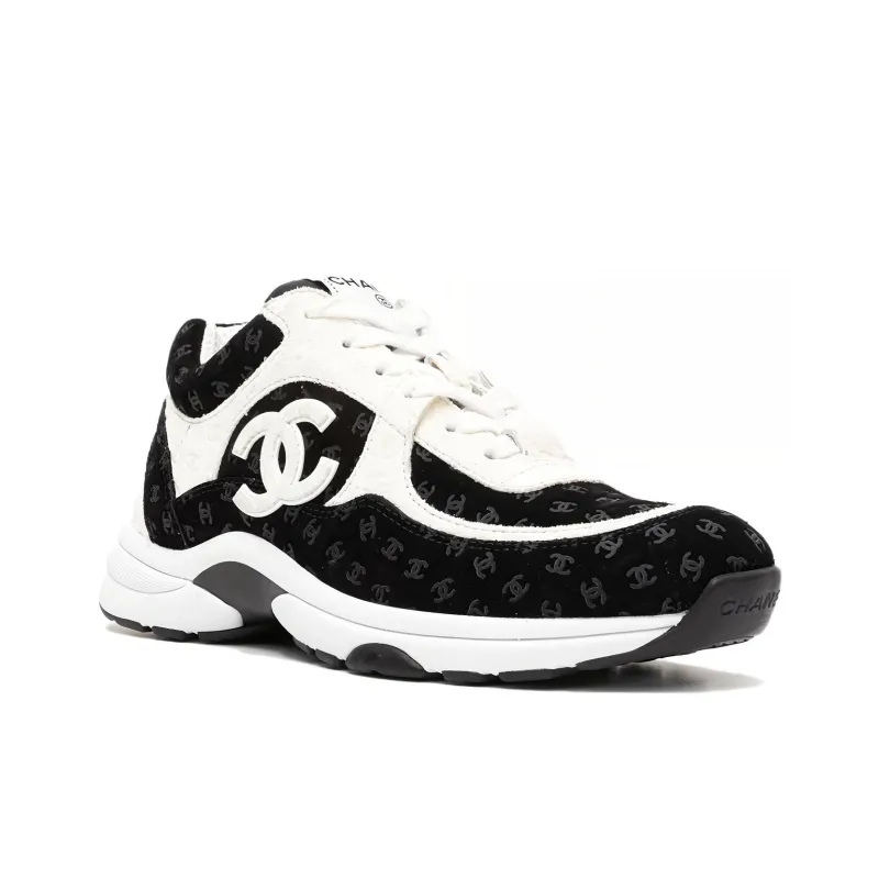 CHANEL Shock Absorbers Slip Resistant, Abrasion Resistant, Breathable Low Top Casual Shoes Women's Black White-2
