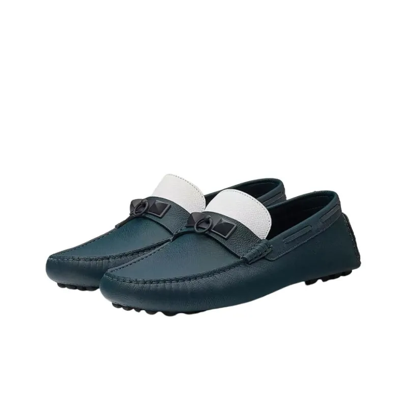 HERMES Gommino Loafers Men Blue-2