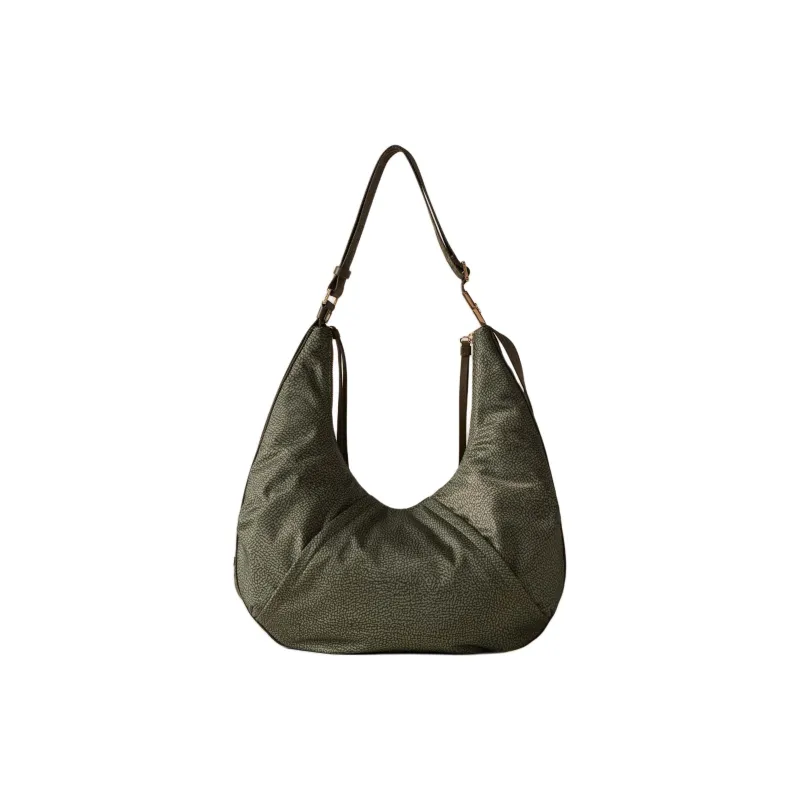BORBONESE Polyester Handbag, Shoulder Bag Medium Size Women's Army Green-2