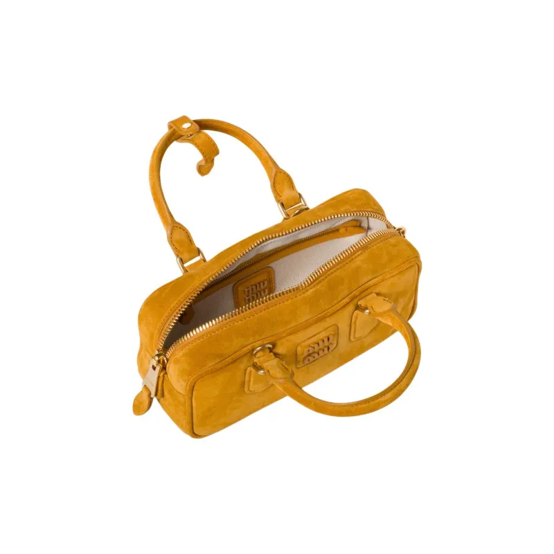 MIU MIU Arcadie Series Suede Shoulder Bag Crossbody Bag Handbag Women's Yellow-3