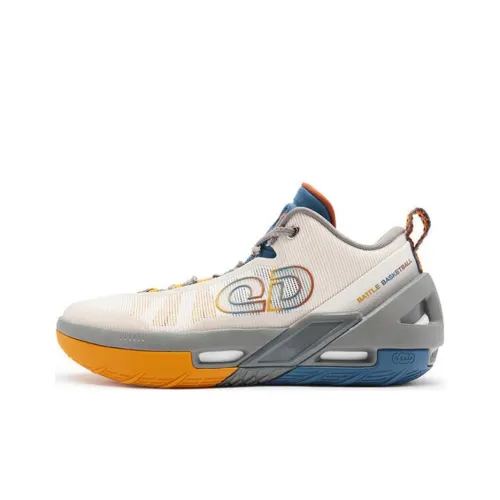 QIAODAN Polished 6 PRO Anti-Slip Wear-Resistant Low-Top Basketball Shoes Men's White Gray Brown