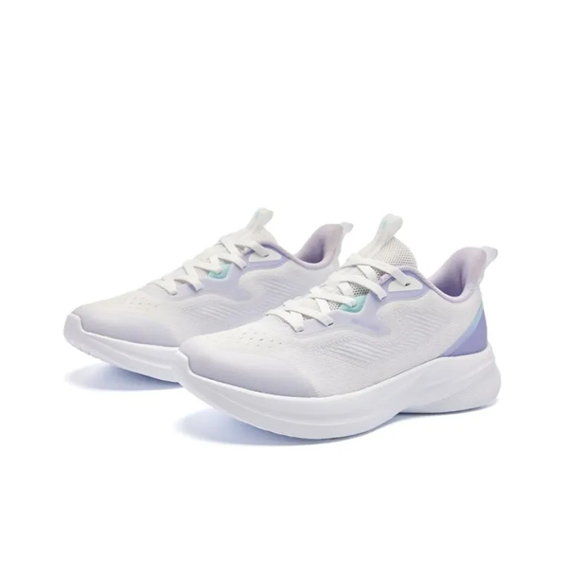 QIAODAN Abrasion Resistant, Breathable, Lightweight Low Top Running Shoes Women's White Purple-1