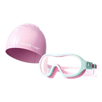 Watertime Swim Goggles Swimming Cap PC Material Polycarbonate Liquid Silicone Pool Kids' Enchanting Pink