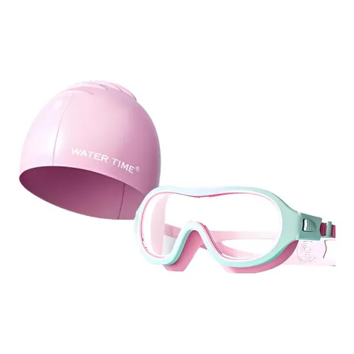 Watertime Swim Goggles Swimming Cap PC Material Polycarbonate Liquid Silicone Pool Kids' Enchanting Pink