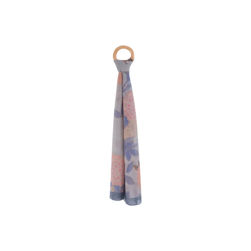 WENSLI Chiffon Silk Scarf Long Scarf With Butterfly And Flowers Design Women's-3
