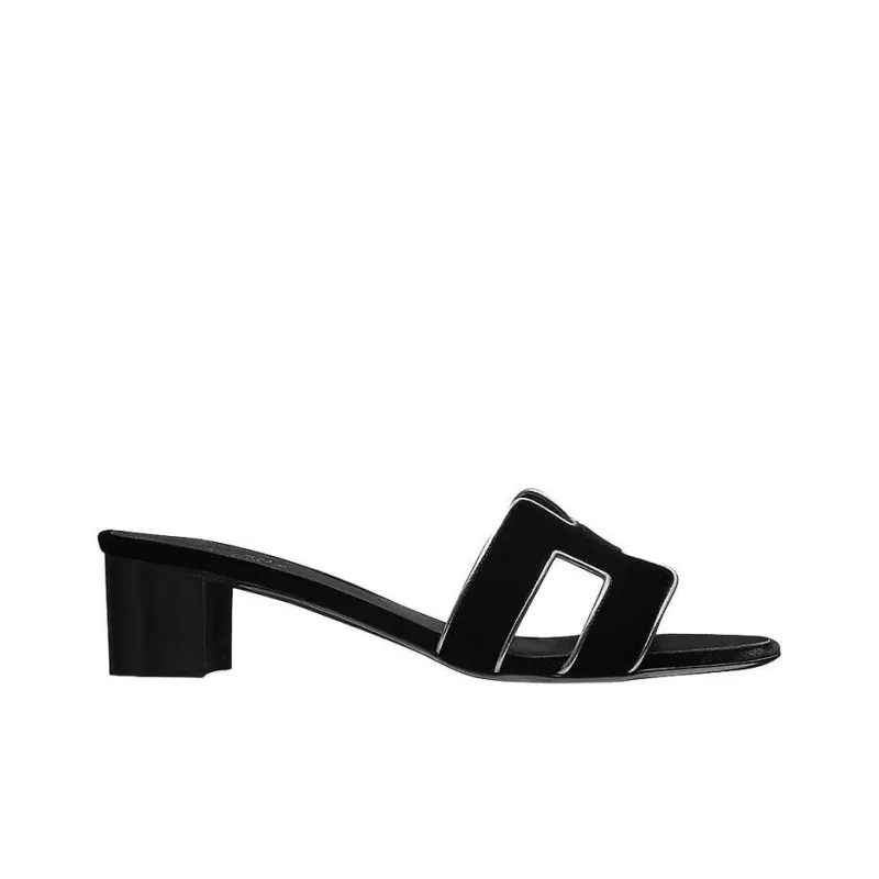 HERMES Oasis Nappa Slide Slippers Women's Black-1
