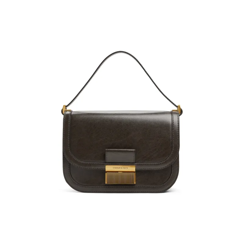 CHARLES&KEITH PU Tofu Bag Crossbody Bags Medium Size Women's Dark Moss Dark Moss Green/Black/Dark Brown Dark Brown Oat-0