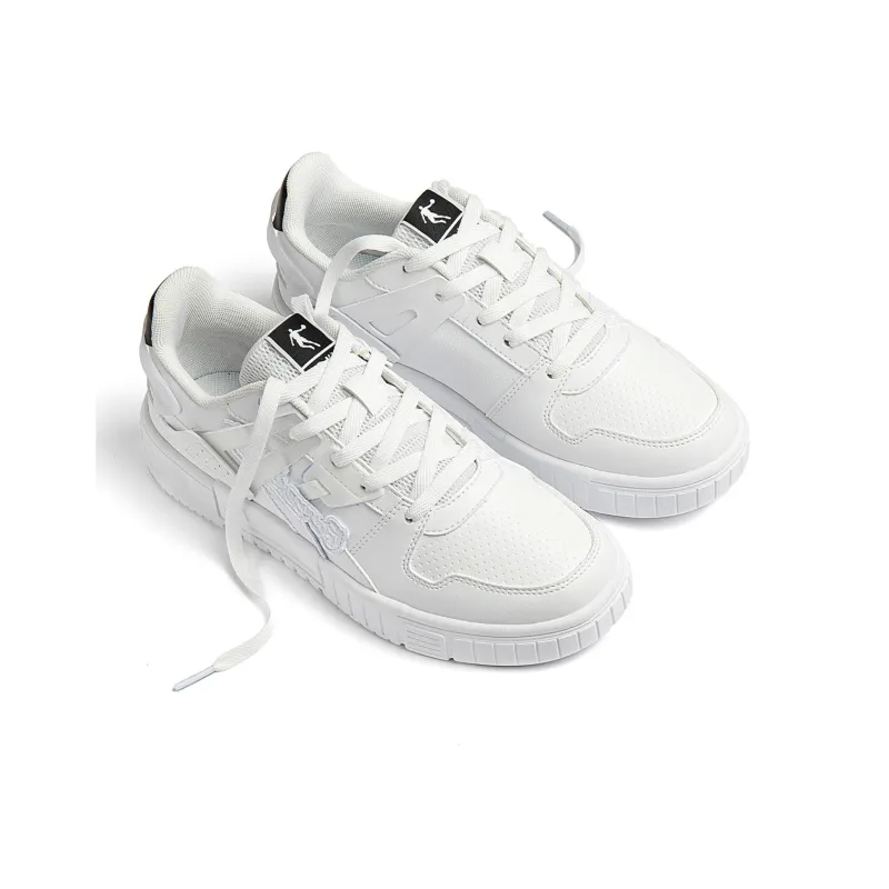 QIAODAN Anti Slip Wear Resistant Low Top Skateboard Shoes Women's White Black-4