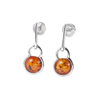 S&A S925 Silver Amber Fine Jade Stud Earrings Women's