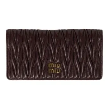 MIU MIU Quilted Nappa Leather Wallet Large Size Women's Briarwood