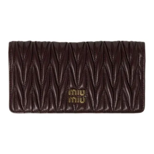 MIU MIU Quilted Nappa Leather Wallet Large Size Women's Briarwood
