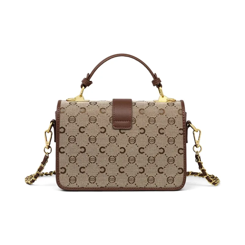 C°BANNER Synthetic Leather One Shoulder Portable Small Square Bag, Crossbody Bag Regular Women's Khaki-4