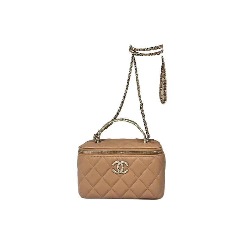 CHANEL Leather Handbag, Shoulder Bag, Crossbody Bag Women's Light Brown-0