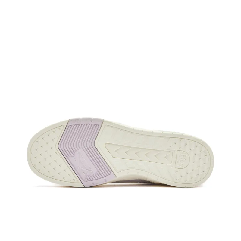 QIAODAN Anti-Slip Wear-Resistant Low-Top Skateboard Shoes Women's Beige Purple-5
