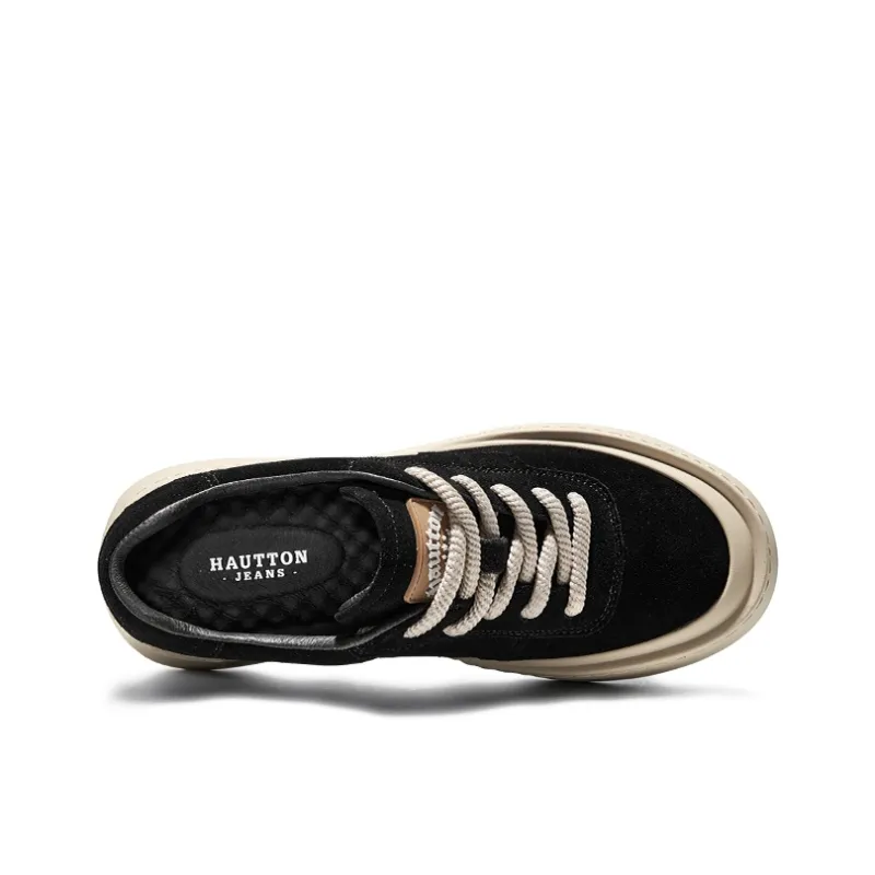 Hautton Jeans Abrasion Resistant Low Top Skateboard Shoes Men's Black-3