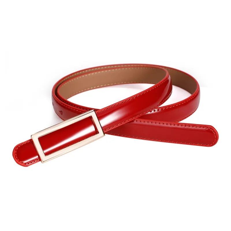 Jaylen Oos Patent Leather Fashion Smooth Buckle Cow Leather Thin Belt Women's 1.9cm-9
