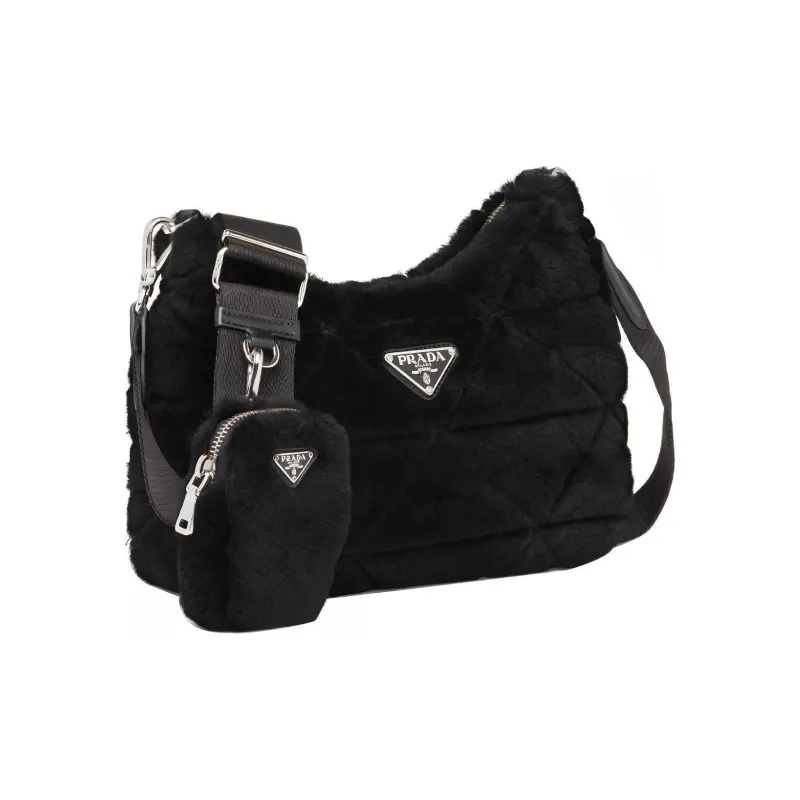 PRADA Sheepskin Crossbody Bag Shoulder Bag Women's Black-1