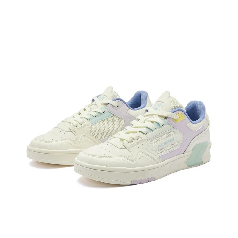 QIAODAN Anti-Slip Wear-Resistant Low-Top Skateboard Shoes Women's Beige Purple-2