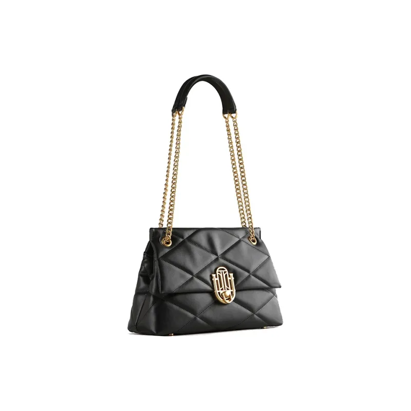 Clannad Cow Leather Shoulder Bag Large Size Women's Black-1