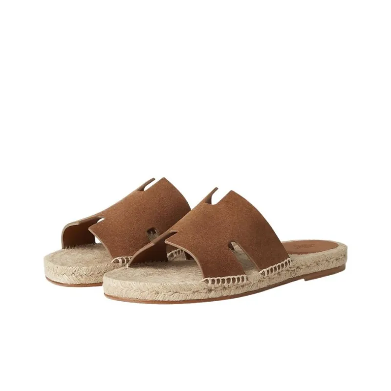 HERMES Antigua Slide Slippers Men's Brown-2