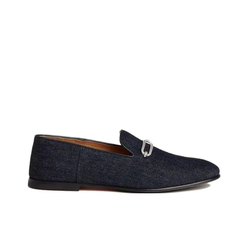 HERMES Gentleman Loafers Men's Blue-1