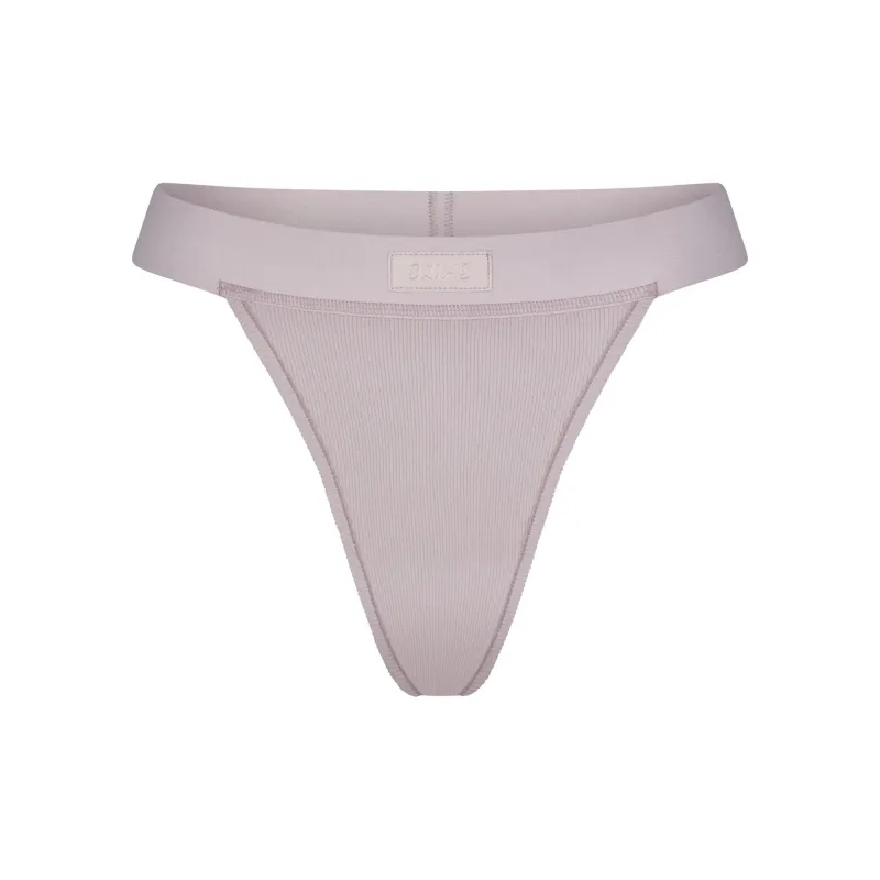 SKIMS COTTON RIB THONG Underpants Women's 1 Pack OYSTER/Shell Color-0