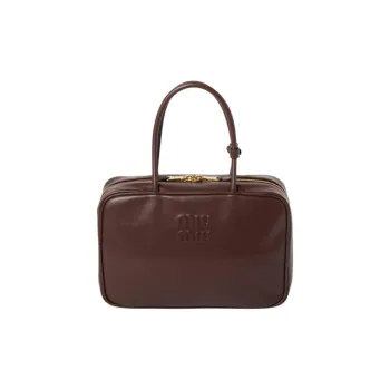 MIU MIU Beau Calfskin Bowling Bag Shoulder Bag Handbag Large Size Women's Briarwood