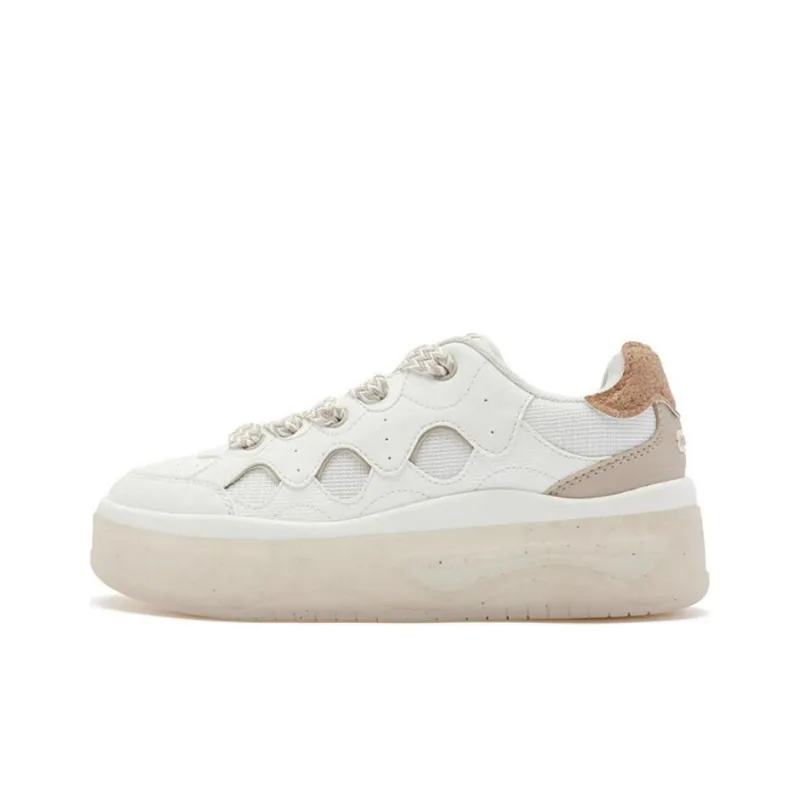 QIAODAN Wear resistant And Lightweight Low Top Skateboard Shoes Women's White Brown-0