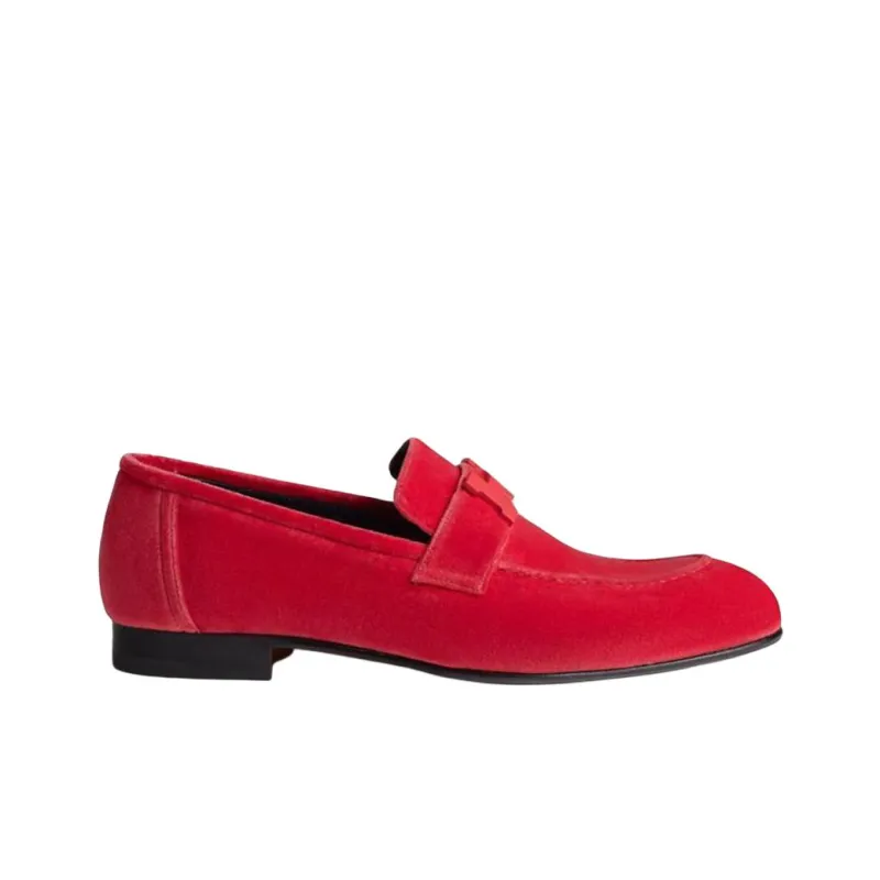 HERMES Paris Loafers Women's Red-1
