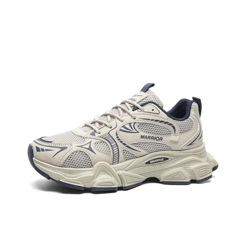 Warrior Breathable Height Increasing Low Top Chunky Sneakers Men's Gray Blue-1