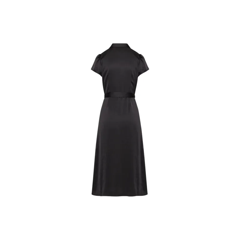 ARITZIA Wilfred Shirt Satin Dress Short-Sleeved Dresses Women's BLACK/Black-1