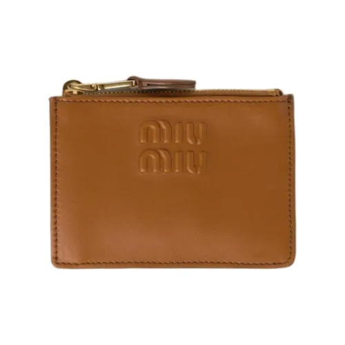 MIU MIU Leather Card Holder Women's Brown