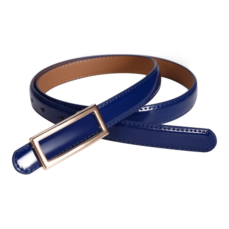 Jaylen Oos Patent Leather Fashion Smooth Buckle Cow Leather Thin Belt Women's 1.9cm-22