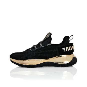 PLEIN SPORT Slip Resistant Low Top Casual Shoes Unisex Black/Light Gold