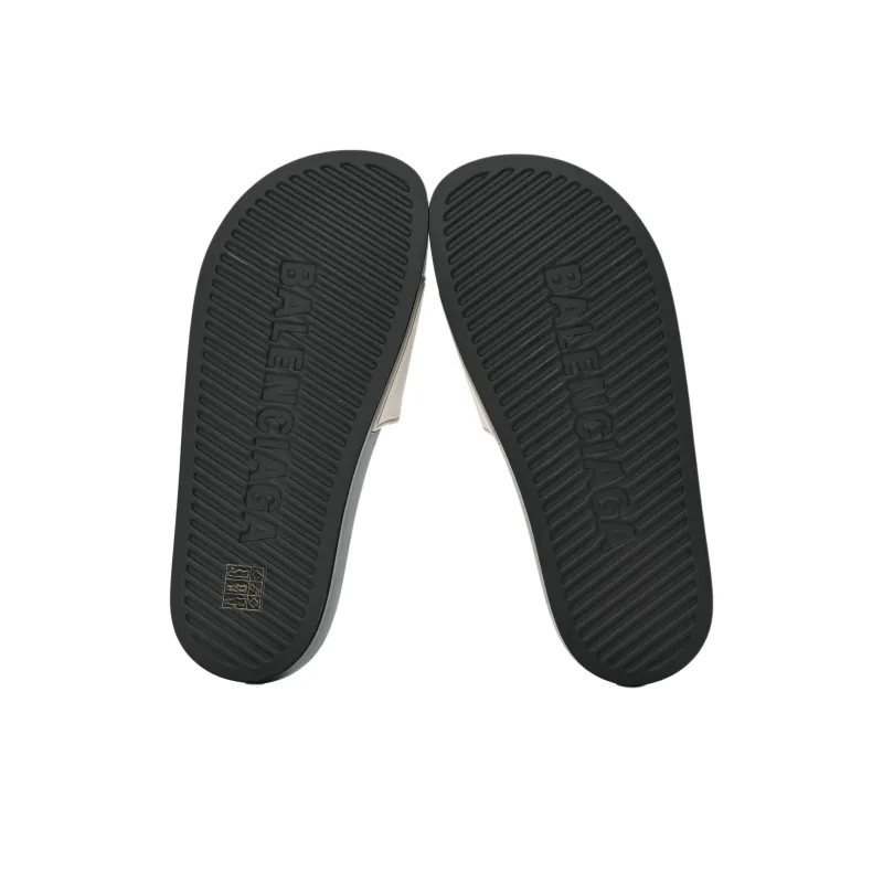 Balenciaga Pool Slides Logo Grey Black-4