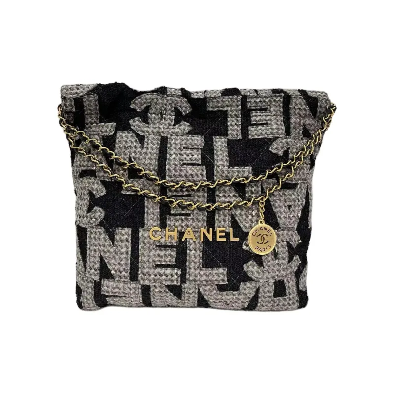 CHANEL Tweed Handbag, Shoulder Bag Regular Women's Black-0