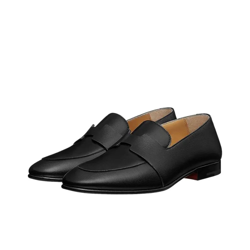 HERMES Ancora Loafers Men's Black-4