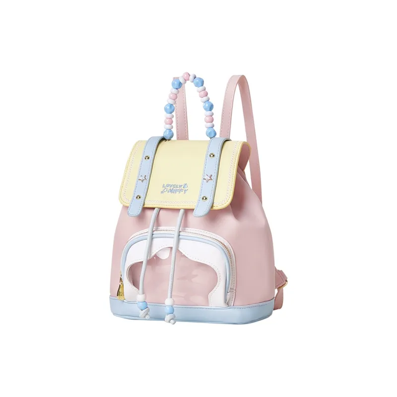 Miffy Synthetic Leather Backpack Medium Size Women's Blue/Pink-10