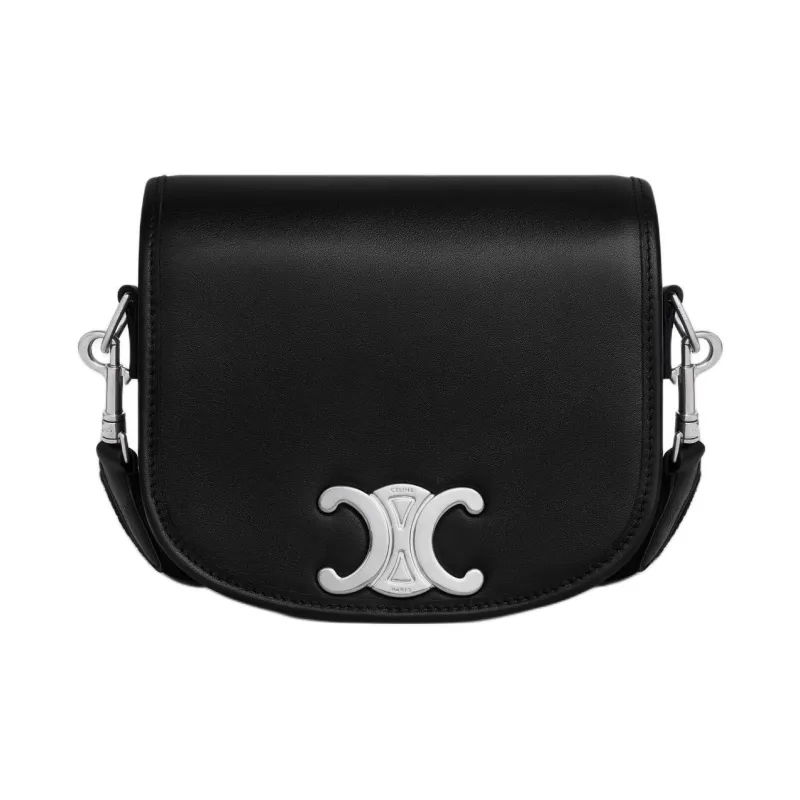CELINE Besace Calfskin Shoulder Bag, Crossbody Bag Trumpets Men's Black-0