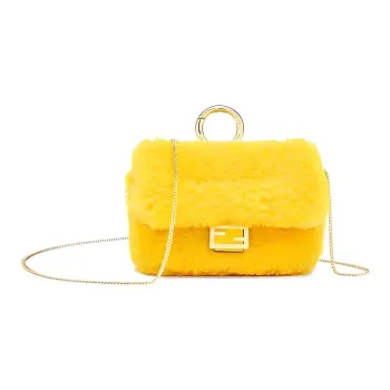 FENDI Baguette Sheepskin Baguette Bag, Coin Purse, Shoulder Bag, Crossbody Bag Extra Mini Women's Yellow
