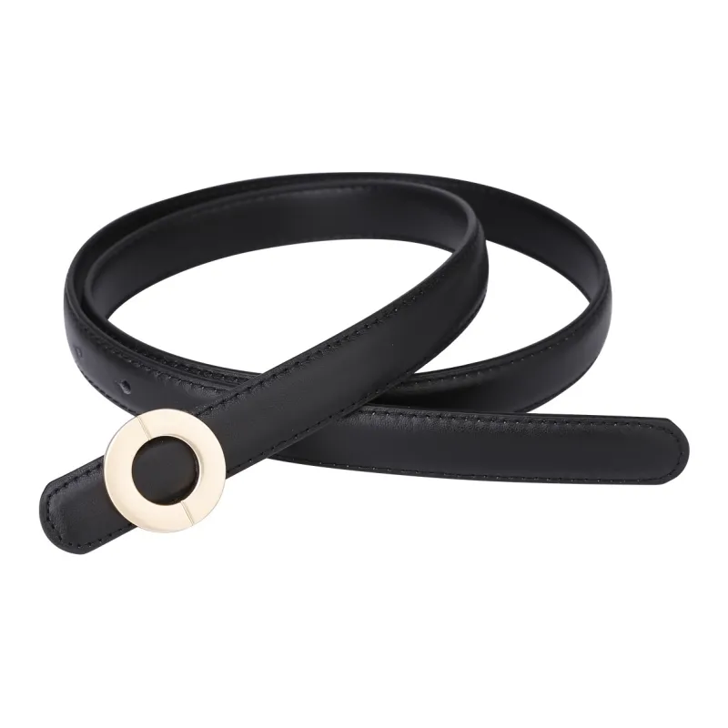 Jaylen Oos Vintage Soft Comfortable With A Luxurious Feel Top Grain Cow Leather Leather Belts Women's Black Width  2cm-2