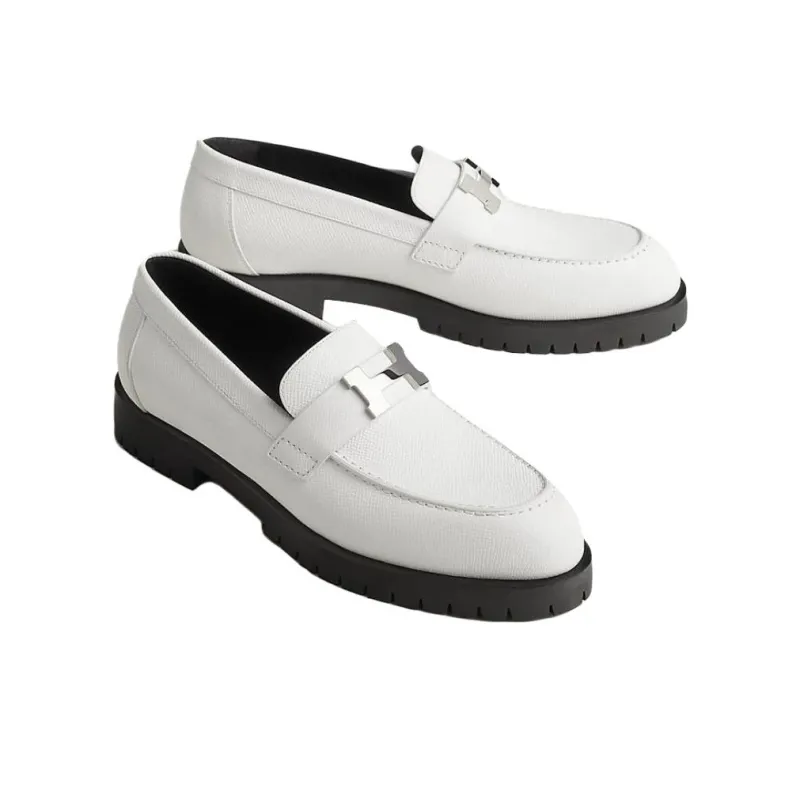 HERMES Faubourg Loafers Women's White-3
