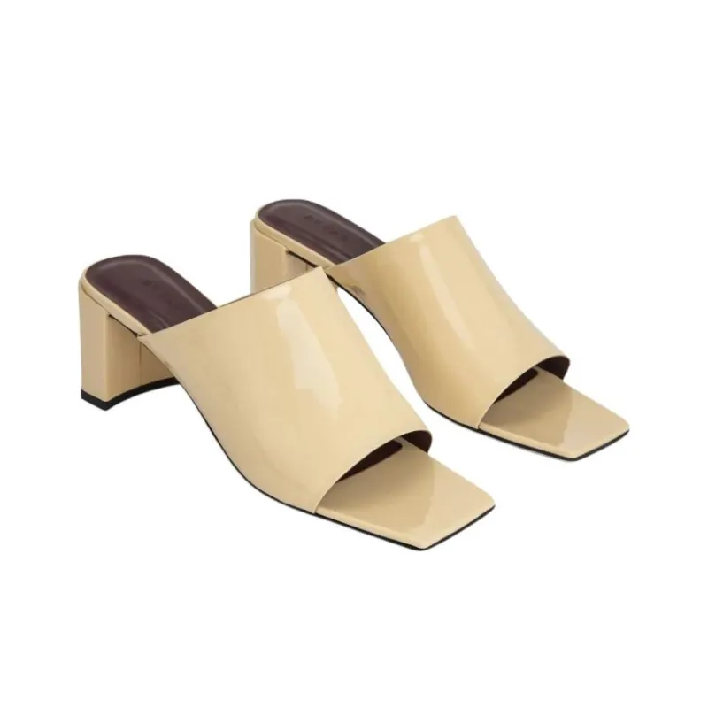 By Far Katya Parchment 60mm Leather Mules-2