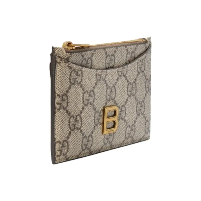 GUCCI Balenciaga Paris Collaboration Hourglass Leather Card Holder, Coin Purse, Card Holder Unisex Ebony-1