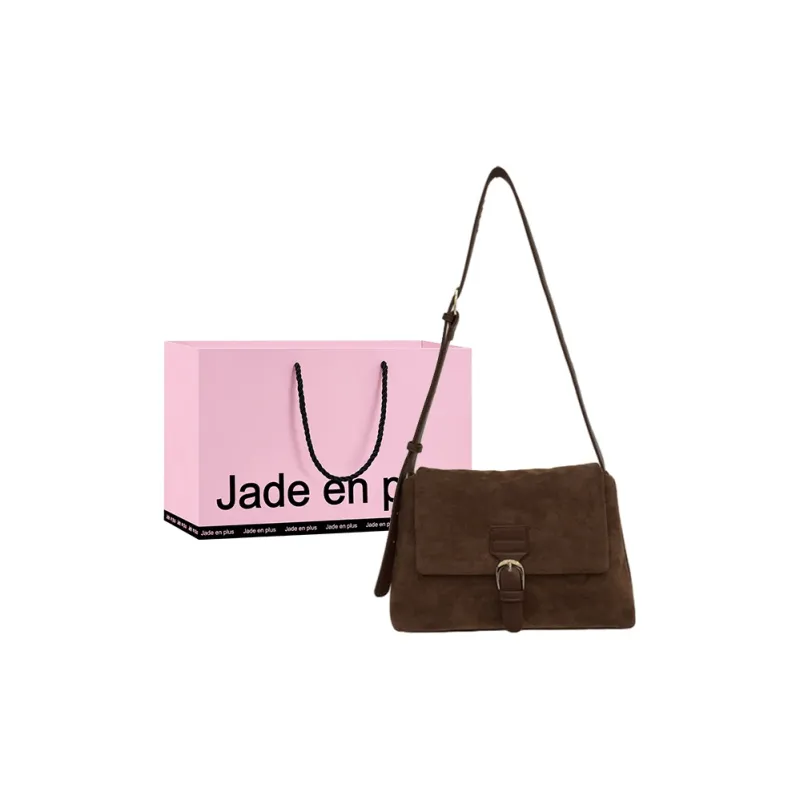Jade En Plus Velour Shoulder Bag Messenger Bag Women's Mocha/Coffee/Black-4