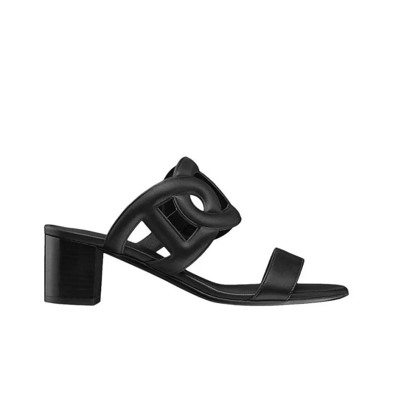 HERMES Bikini Slide Slippers Women's Black-1