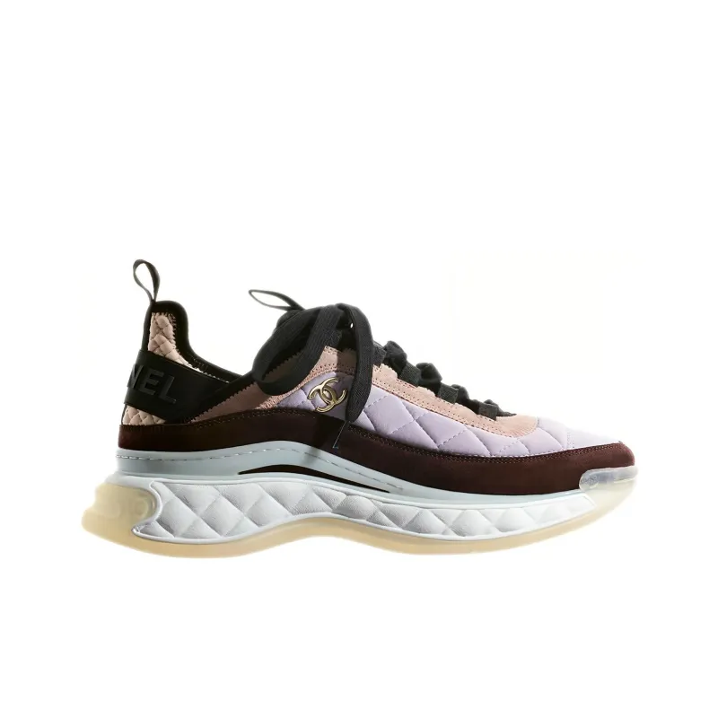 CHANEL Low-Top Casual Shoes Women's Purple Beige-1