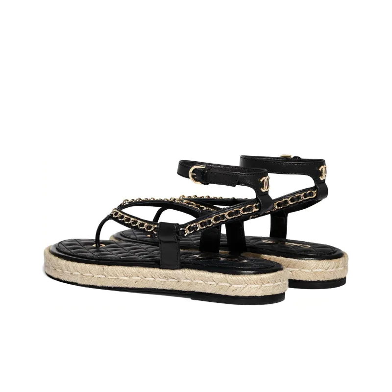 CHANEL Strap Sandals Women's Black-3