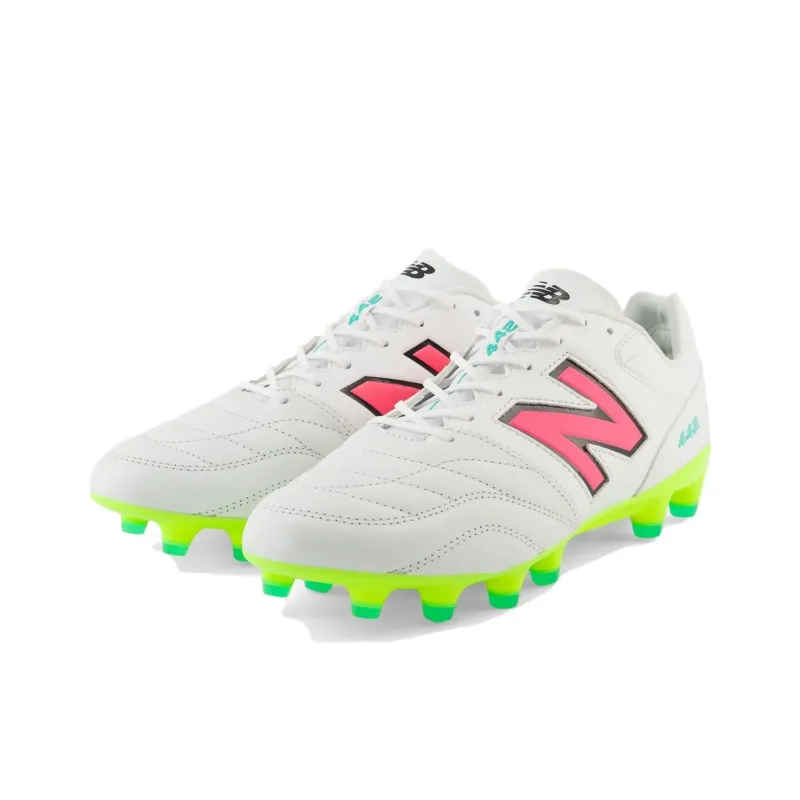 New Balance 442 V2 Pro HG Rubber Short Studs Slip Resistant Soccer Shoes Unisex White-1